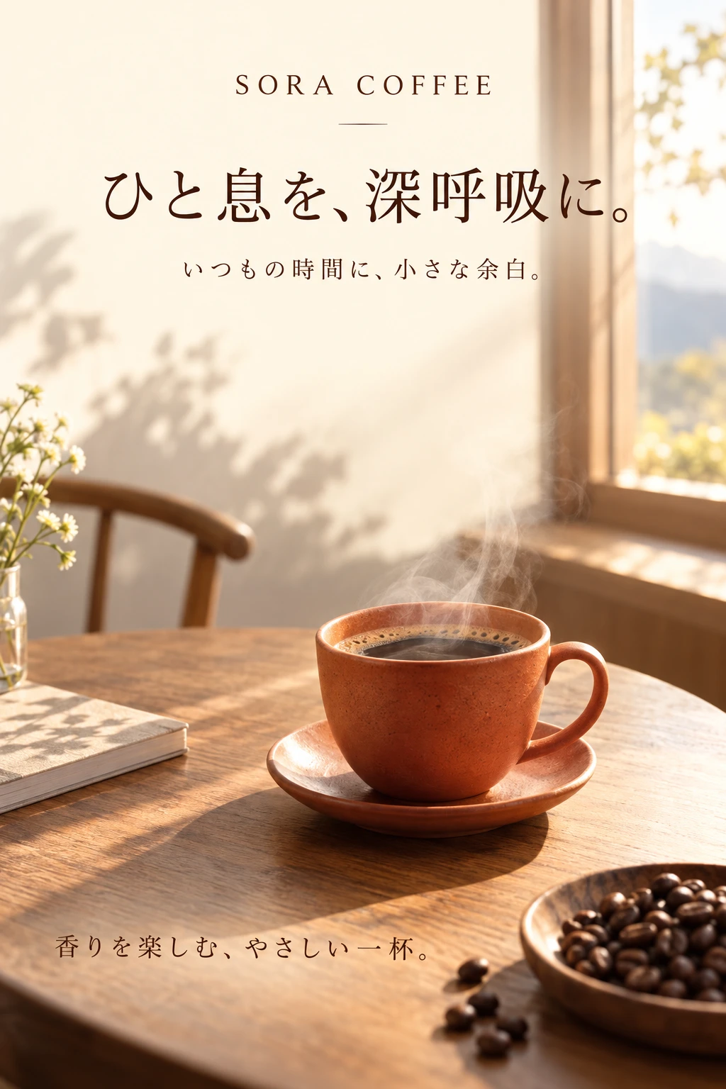SORA COFFEEのLP完成見本。ひと息を、深呼吸に。