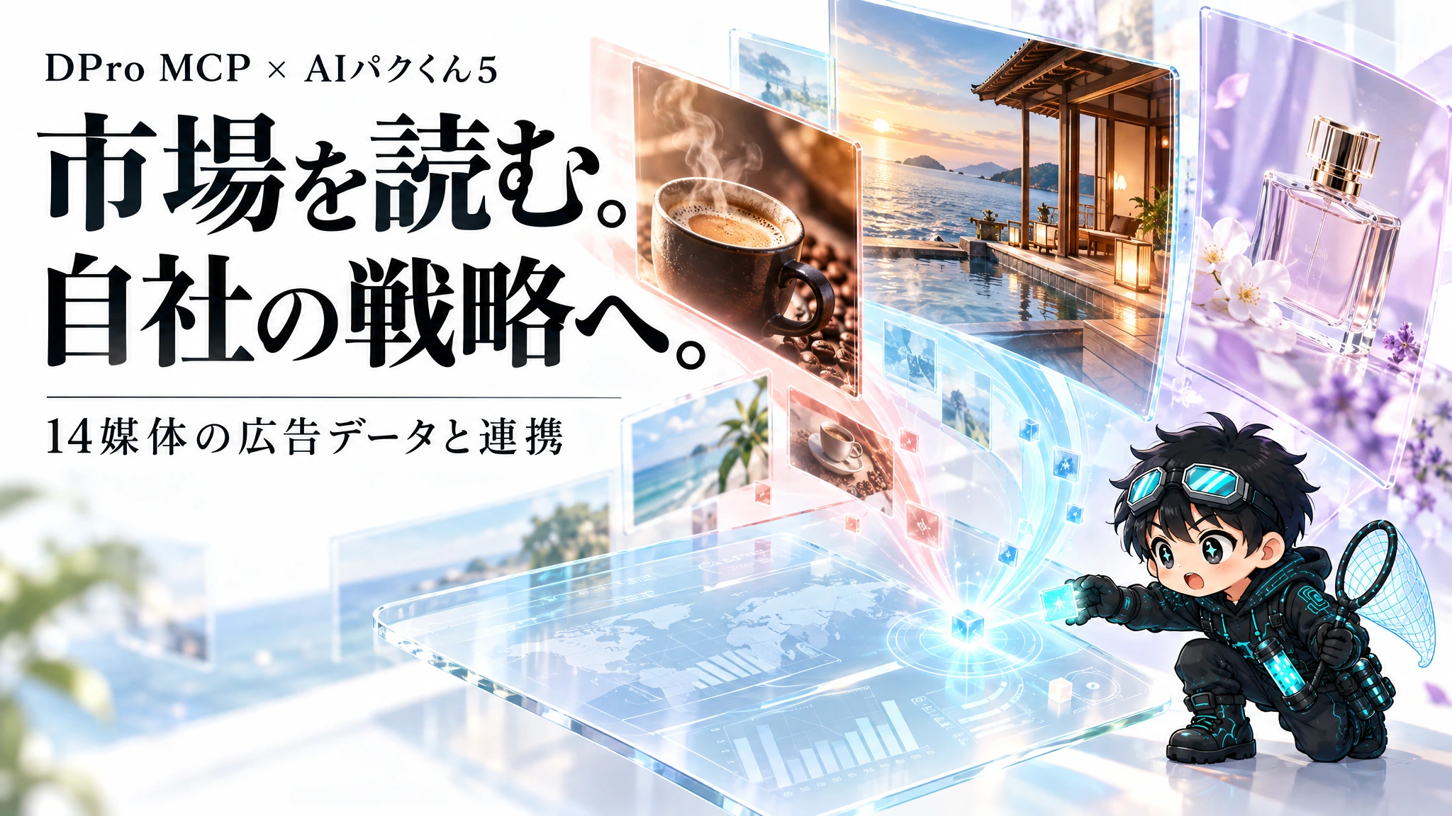 DPro MCP × AIパクくん5。市場を読む。自社の戦略へ。14媒体の広告データと連携。