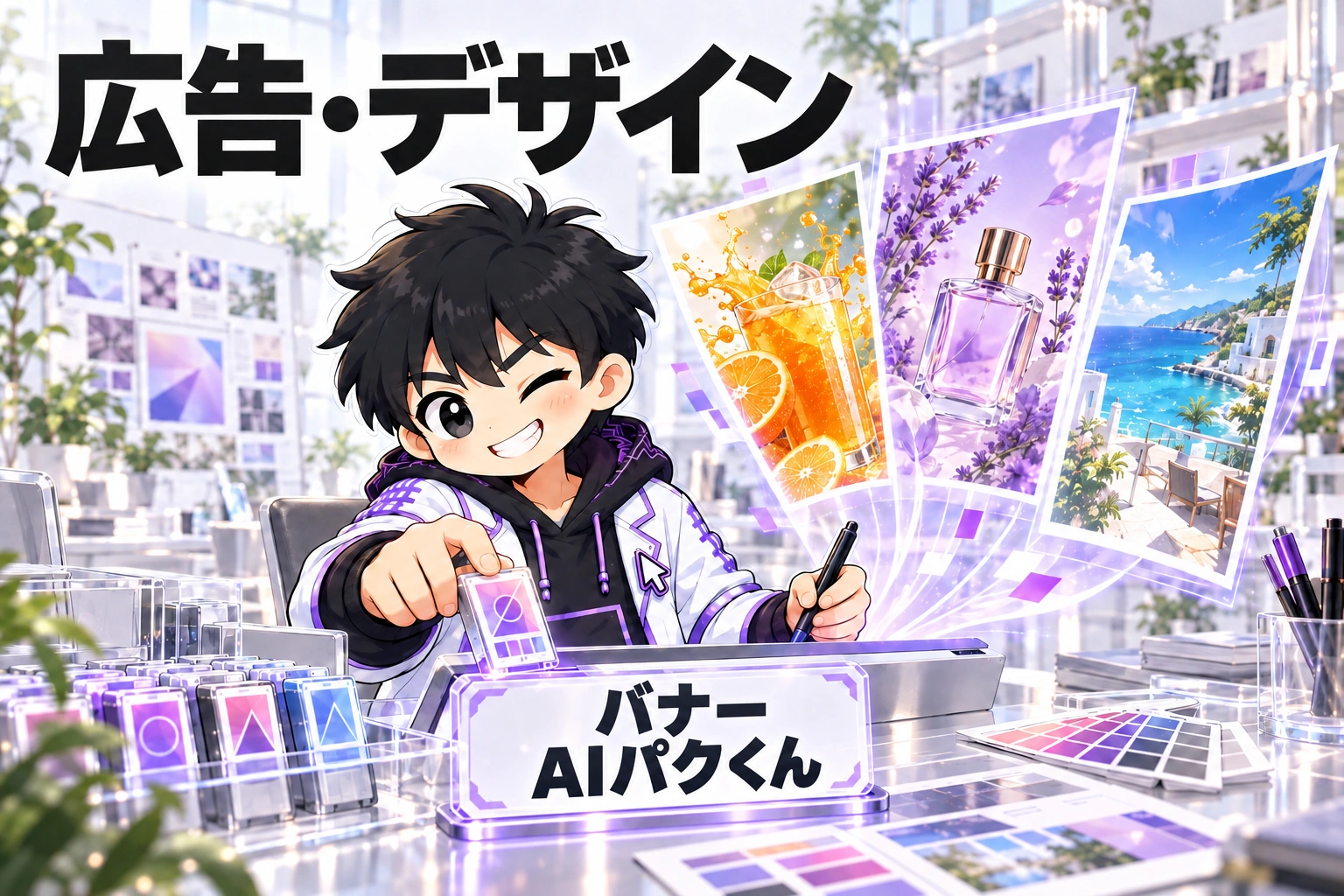 広告・デザイン。バナー AIパクくんがスキルを使って仕事を進める。